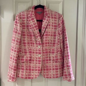 Ann Taylor Tweed Blazer Pink & White